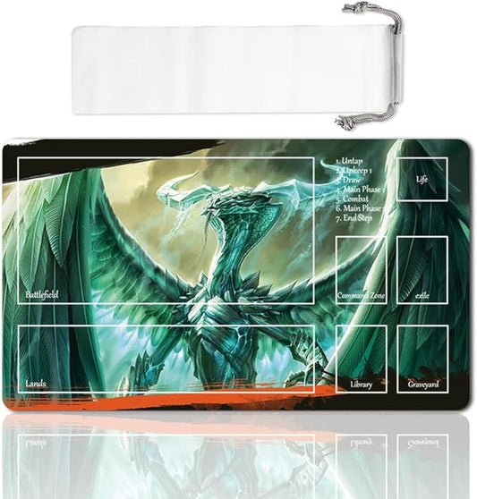 Board Game MTG Playmat Games Size 60X35 cm CCG Compatible for TCG RPG CCG Play mats (UGIN, The Spirit Dragon-Zone)