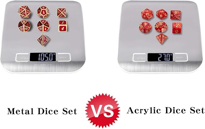 Ruby Red DND Metal Dice, DnDnD 7PCS Metallic D&D Dice Set for Dungeons and Dragons Game