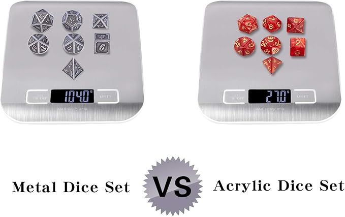 DnDnD Acient Silver Metal DND Dice Set, 7PCS D&D Metal Dice with Metal Case for Dungeons and Dragons, Shadowrun, Pathfinder, Savage World and Table Games