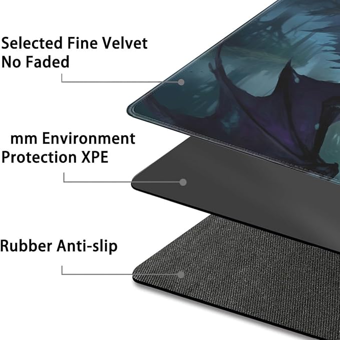 Board Game for TCG Playmat Table Mats Games Size 60X35 cm Mousepad Compatible for MTG RPG CCG Trading Card Game Play mats with 6 Dice (Playmat 128)