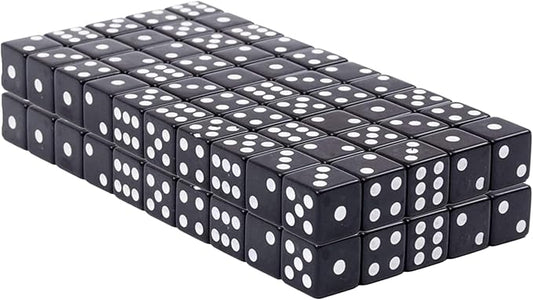 Regal Games Classic Dice Set - Black 16mm Square Dice for Classroom and Family Game Night - 100 Pieces