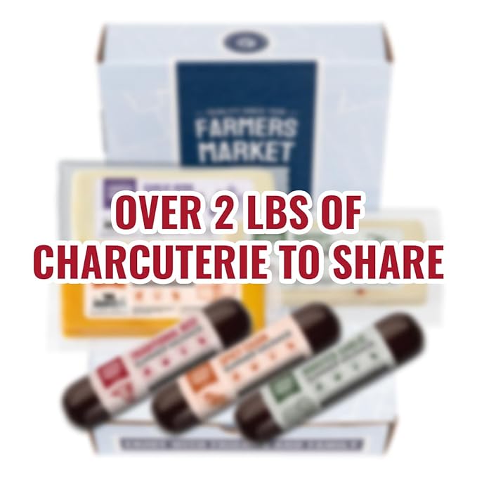 All Natural Charcuterie Gift Box, No Nitrate/Nitrite Wisconsin Sausage and Cheese, Farmers Market, Holiday Gift Basket, Classic Assortment