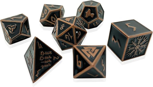 Norse Foundry Set of 7 Rust Monster Norse Series Full Metal Polyhedral Dice RPG Math Games DND Pathfinder