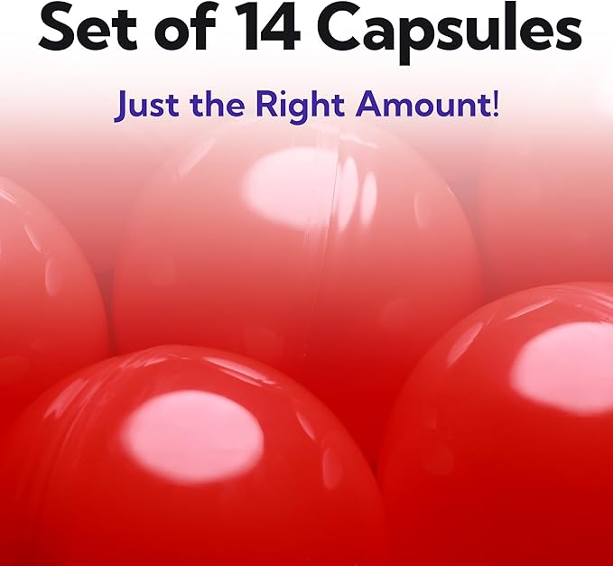 Vending Machine Capsules - 3" RED Empty Plastic Capsules - 14 Pcs Toy Capsule - Red Round Large Easter Eggs - Bath Bombs Molds - Party Favors DIY Craft Supplies