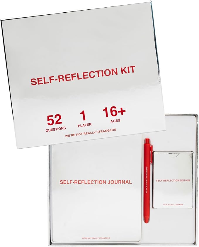 WE'RE NOT REALLY STRANGERS Self-Reflection Edition Card Game – 52 Introspective Cards, Pen, & Journal - for Emotional Growth for Singles, Couples, Adults, & Teens, Ages 15+, 1-2 Players