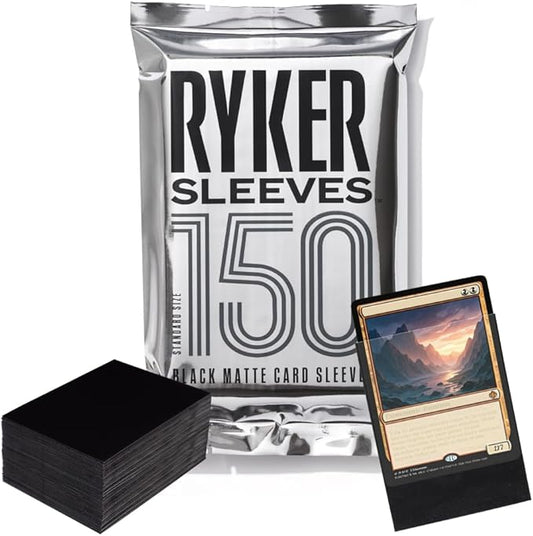 Ryker Sleeves Standard Matte Card Sleeves, 5X Stronger, Compatible with Magic The Gathering MTG Card Sleeves Pokemon Trading Cards Board Games (1 Pack, Black)
