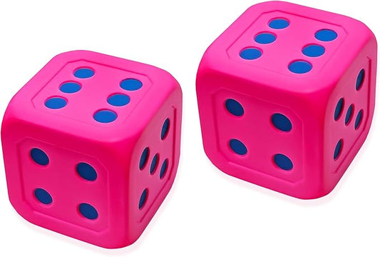 Macro Giant 6 Inch PU Foam Jumbo Big Playing Dice, Set of 2, Neon Red, Math Teaching, Teaching Aids, Board Games, Kid Toy