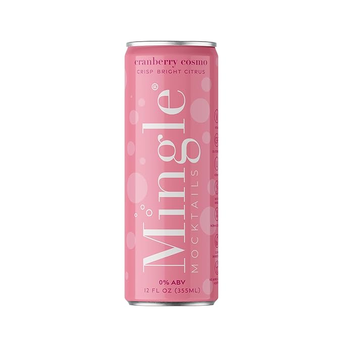 Mingle Mocktails Cranberry Cosmo, Premium Non-Alcoholic Drinks, Tangy and Sweet Pre-Mixed Drinks, Healthy Alternatives, Canned Mocktails, 12 fl. oz. Cans, Pack of 24
