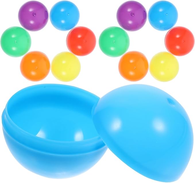 Amosfun 50pcs Gumball Vending Machine Capsules - 1.7 Inch Empty Colored Round Capsules Plastic Containers for Prizes Party Favors Goodie Bag Fillers