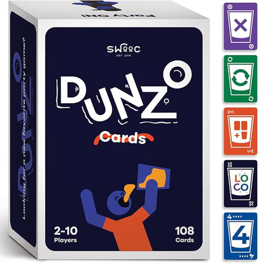 DUNZO™ (BYOB Edition) - Party Version of Classic Card Game - Draw Two, Skip, Reverse, Get Loco - Fun Games for Friends - Perfect for College Parties, Birthdays, Bachelorettes, or Any Event!
