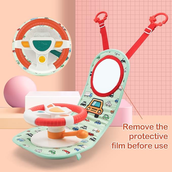 Happytime Musical Car Wheel Baby Toys, in-Car Wheel Musical Activity Play Center for Baby's Travel Companion Entertain and Relax Easier Drive with Sounds and Lights