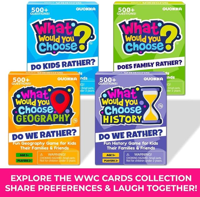 QUOKKA Board Game for 8-12 Year Olds - History Edition - Family Card Game for Kids Ages 5-8 - What Would You Choose | Pick Your Answer | Get to Know You - Fun Game Night for Boys & Girls