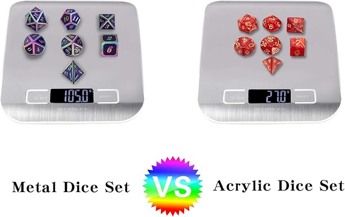 Purple Metal Dice Set D&D, DNDND 7 Die Enamel Polyhedral DND Dice Set with Metal Tin for Dungeons and Dragons and Role Playing Game