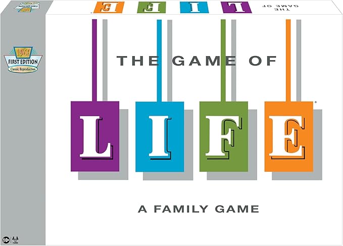 The Game Of Life With 1960 Artwork & Gameplay, Winning Moves Games USA, Classic Game: Original 1960's Version, Spinner, Mountains, Insurance, Career Options, Marriage, etc. 2-6 Players Age 10+