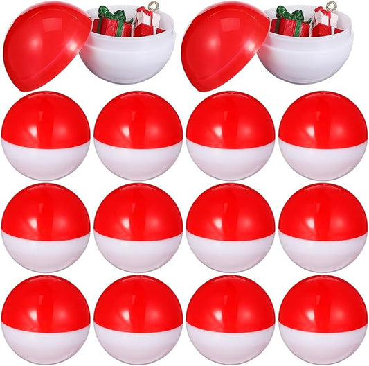 GLEAVI 20Pcs Gumball Vending Machine Capsules: 2 inch Empty Round Capsules Plastic Containers for Birthday Party Easter Chritsmas(Red and White)