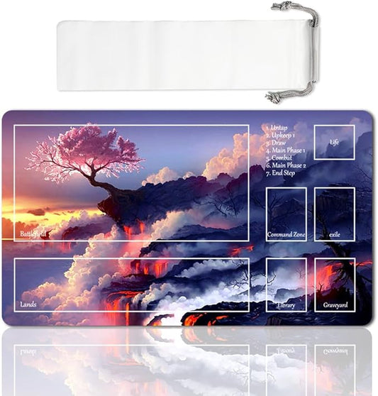 Board Game MTG Playmat Games Size 60X35 cm CCG Compatible for TCG RPG CCG Play mats (Pink Tree-Zone)