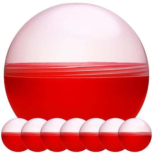 Claw Machine Capsules Translucent Red Plastic Sphere Large Party Favor Containers Round 7 pcs 4.7 inch Jumbo Plastic Christmas Ornaments Extra Large Gift Box Craft Party Supplies Vending Capsules