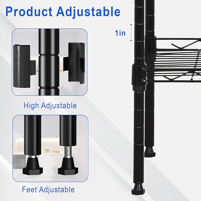 Metal Frame Storage Shelves 5-Tier Wire Shelving NSF Certified Storage Rack Shelf Heavy Duty Storage Shelf with Leveling Feet for Home Kitchen Garage, 12" Dx17 Wx48 H, Black