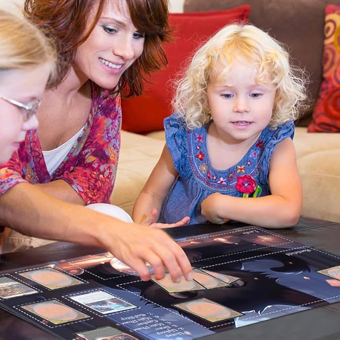 Playmat with Zones for MTG Card Game, 24"x14" Commander Deck Gaming Desk Mat, Tabletop Magic Play Mat for Beginner, Cat Crystal Ball