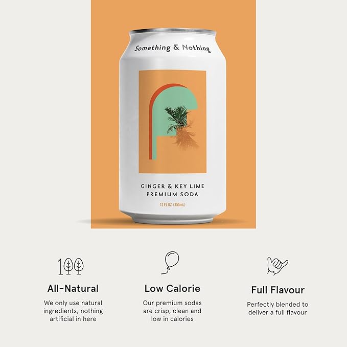Something & Nothing Ginger & Lime Flavoured Sparkling Water | Lightly Carbonated, Full Flavoured with Added Grape & Lemon Juice | Vegan & Low Calorie Soda | 12 Fl Oz Cans (Pack of 12)