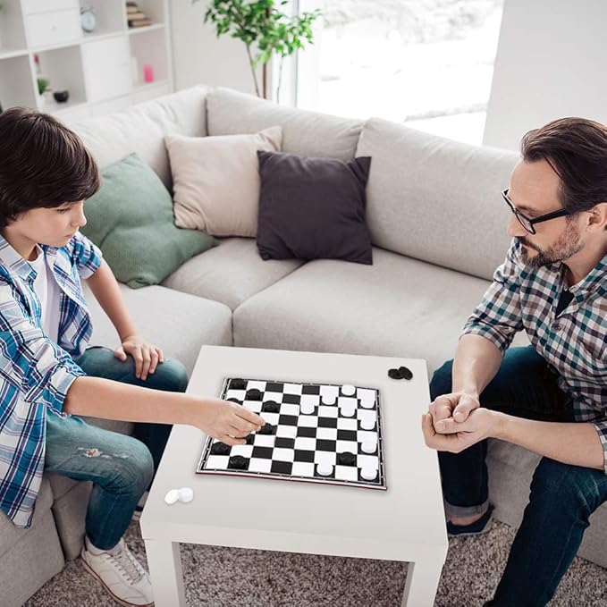 Gamie Checkers Board Game, Classic Foldable Family Board Game for Game Night, Indoor Fun and Parties, Develops Logical Thinking and Strategy, Best Gift Idea for Kids