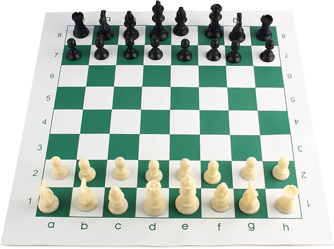 Andux Chess Game Set Chess Pieces and Rollable Board XQTZ-01 (Green,35x35cm)