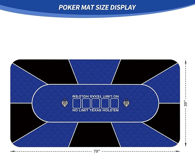nuveti 79 x 39 Foldable Texas Poker Card Tabletop Layout Portable Anti-Slip Rubber Board Game Mat Smooth Premium Surface, Noise Reduction Poker Mat for Table