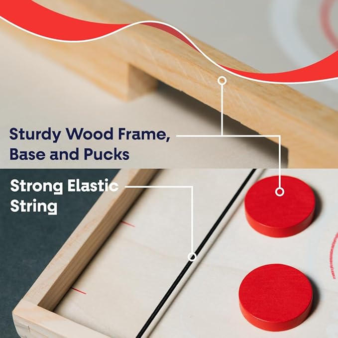 Fast Sling Puck Game - Slingshot Toy Games - Wooden Games for Family - Reliable Sling Puck Board Game - Fast-paced Fun for Family Night - Sling Puck Game by Bayview