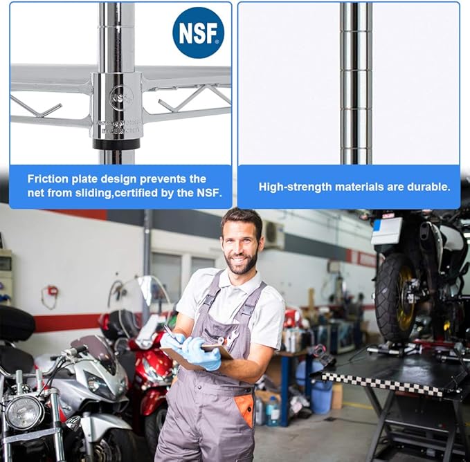 BestOffice 14''Wx36''Dx72''H NSF Wire Shelf Metal 5 Shelf Wire Shelving Unit Storage Shelves Heavy Duty Height Adjustable Utility Commercial Grade Steel Layer Shelf Rack Organizer,Chrome