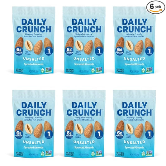 Sprouted Almonds – Daily Crunch – Non-GMO – Oil-Free – Salt Free – 5 oz (6 pack)