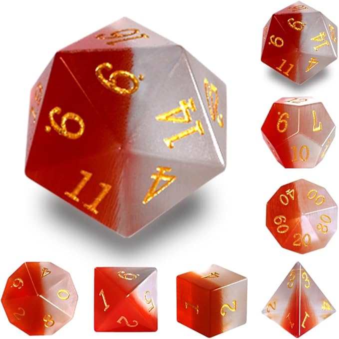 Cat's Eyes Dice Sets Gemstone Polyhedral Dice with Premium Dice Case for DND RPG Board Games