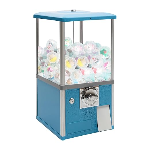 25 Cents Coin Operated Vending Machine, 20.87" Height Commercial Candy Gumball Machine Huge Load Capacity Candy Vending Machine, Big Capsule Vending Machine for 1.77-1.97in Ball Diameter (Blue)
