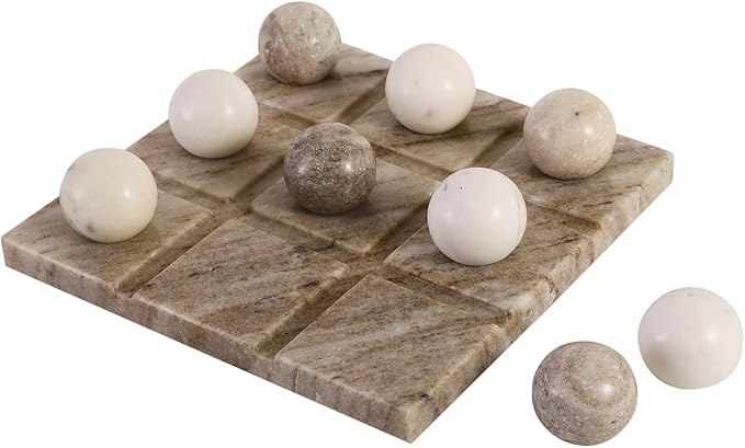 Handmade Marble Tic Tac Toe Board Game with Theme Diwali Gift X O Game Diwali Gift and Gift for Student