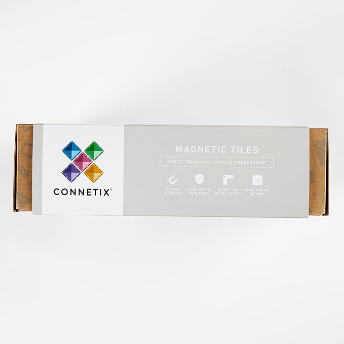Connetix Magnetic Tiles Pastel Transport Pack, 50 Pieces