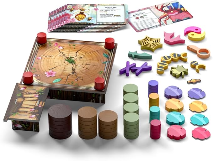 ALLPLAY Kabuto Sumo: Sakura Slam Board Game for Adults- The Return of The Coin Pushing Beetle Brawl - Standalone Sequel - Strategy Dexterity Game - 2-4 Players Ages 6+