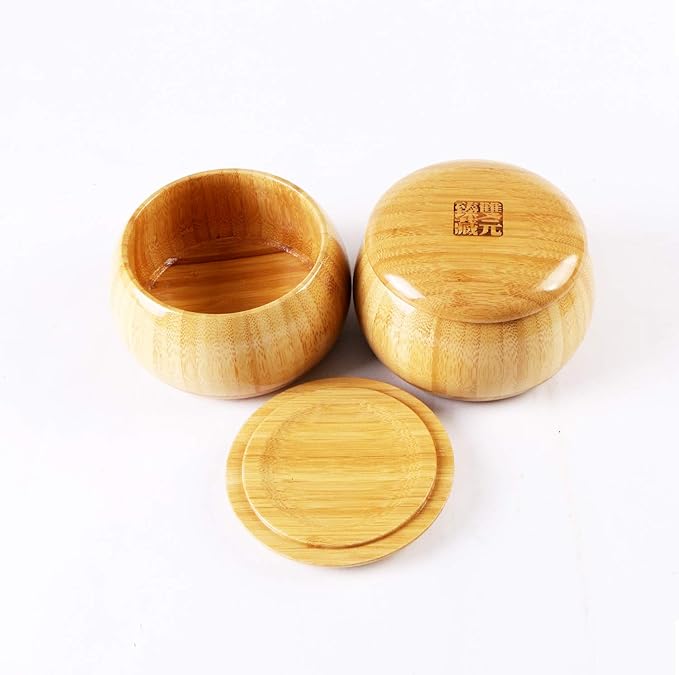 Go Game Set Reversible 19x19 / 13x13 Bamboo Game Board with Single Convex Ceramic Stone 361pcs and Bamboo Go Bowls, 2 Players Board Game