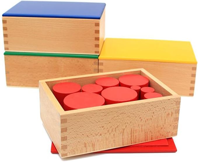 YHZAN Montessori Sensorial Material Knobless Cylinders Kids Wooden Toy (Set of 4) Early Development Tool for Toddlers Wooden Blocks