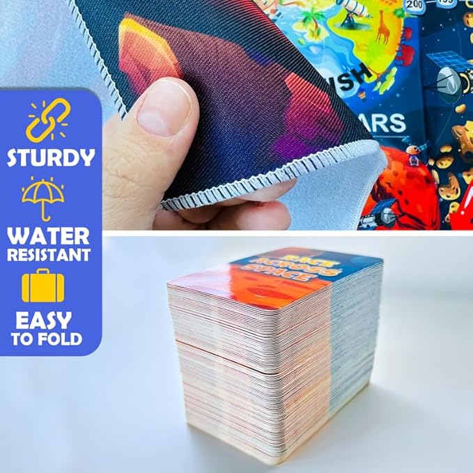 QUOKKA Space Board Game for Kids 8-12 - Learning Family Game for Teens and Adults - 130 Question Cards - Top Facts - Play Indoor & Outdoor - Educational Solar System Toy for 6 10 Year Olds