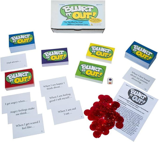 Childswork/Childsplay Blurt It Out! The Say What You Think Sentence Completion Game: Ideal Therapy Card Game for Social Emotional and Behavioral Management - Counseling Tool for Kids, Teens and Adults