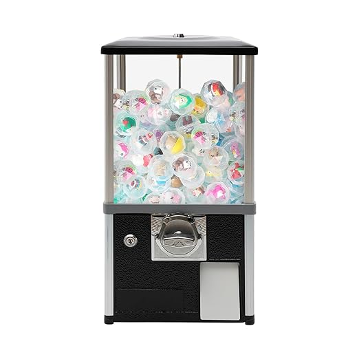 Gumball Vending Machine,Huge Load Capacity Candy Gumball Machine Bank, 2 25 Cent Coins Each Side, Gum Ball Vending Machine for 1.77 Gadgets,Candy Vending Machine for 25 Cent Coin Only, Black
