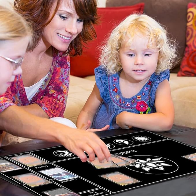 Card Playmat Stitched with Magic Zones, Game Mats Tabletop 24x14 inch for MTG/TCG Card Battles Commander Deck Gaming Desk Mat Duel Mat Card Gameplay Mats for Beginner (Black, Green, 2 Pack)