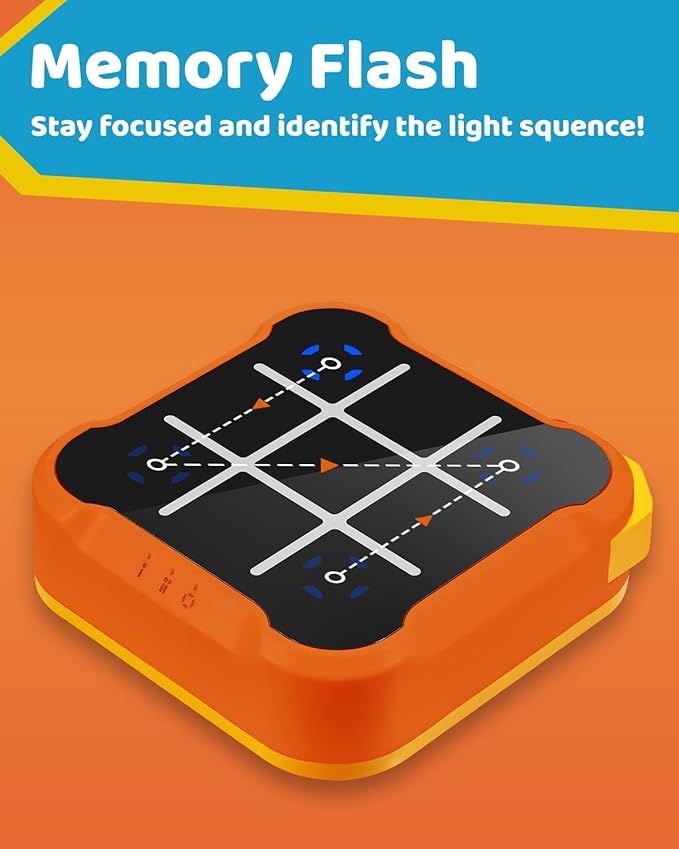 Tic Tac Toe Bolt Game, Electronic 4-in-1 Portable Handheld Puzzle Game for Educational Family Fun and Road Trips for Kids and Adults