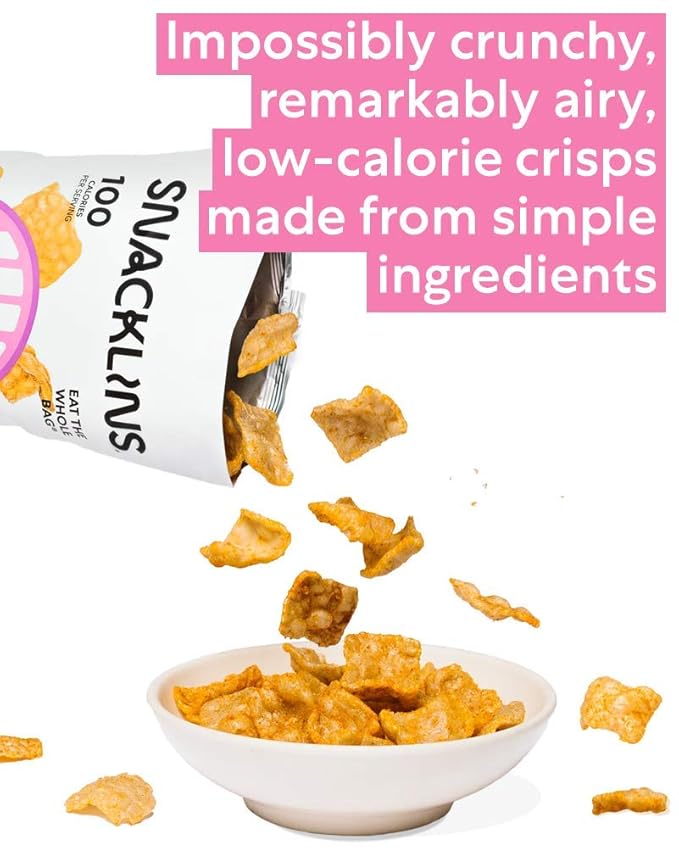 SNACKLINS Plant Based Crisps 4 Flavor Variety - Nacho, BBQ, Teriyaki, Chesapeake Bay - Gluten Free, Grain Free, 100% Kosher, Vegan Healthy Snacks, No Added Sugar Crunchy Puffed Snack Only 90 Calories Per Bag - .9oz Bag (Case of 12)