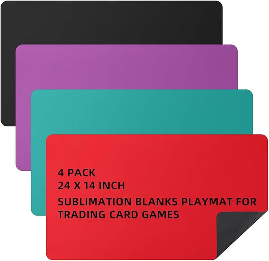 Yexiya 4 Pcs Card Game Mats 14 x 24 Inch Playmat Sublimation Blanks Playmat Smooth Card Playing Mat for Board Games,and Collectible Playing(Colorful)