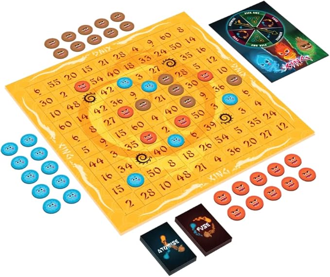 LUMA WORLD ADD LIFE TO LEARNING Educational Board Game Xing for 9 Years to Learn Factors, Multiplication, Mental Maths & Problem Solving, Elements Theme with Action Spinners & Tokens, 2 to 4 Players