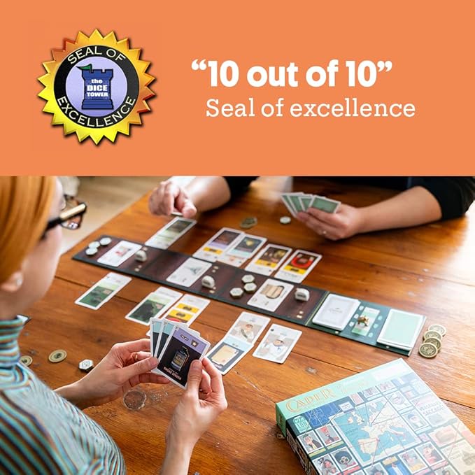 Caper Europe | Strategic Two-Player Board Game for Ages 10+ | Fast-Paced Card Drafting Heist Across Europe | Travel-Friendly Box with Stunning Art | Perfect for Couples and Family Game Night