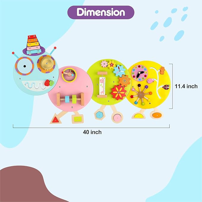 Activity Wall Busy Board: Montessori Sensory Wall Panles Caterpillar Learning Activity Panels (Caterpillar A)