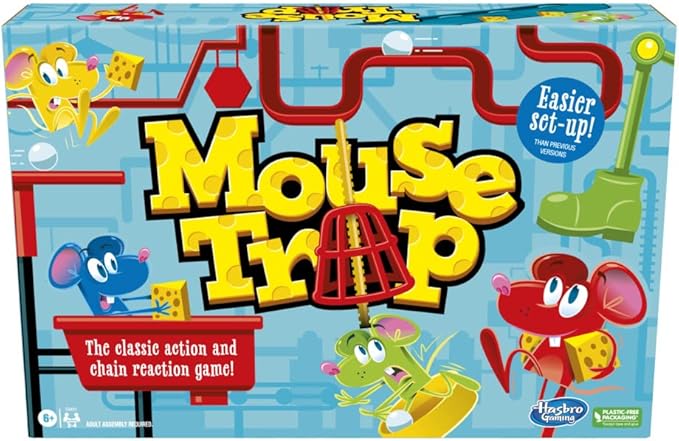 Hasbro Gaming Mouse Trap Board Game for Kids Ages 6 and Up, Classic Kids Game for 2-4 Players with Easier Set-Up Than Previous Versions, Multicolor, One Size