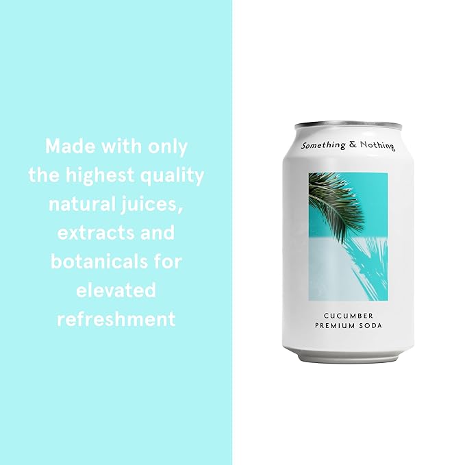 Something & Nothing Flavoured Sparkling Water - Lightly Carbonated, Full Flavoured with Added Grape & Lemon Juice | Vegan & Low Calorie Soda | 355ml Cans, Pack of 12 (Cucumber)