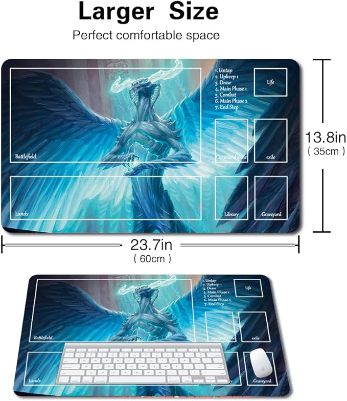 Board Game MTG Playmat Games Size 60X35 cm CCG Compatible for TCG RPG CCG Play mats (UGIN, The Spirit Dragon (1)-Zone)